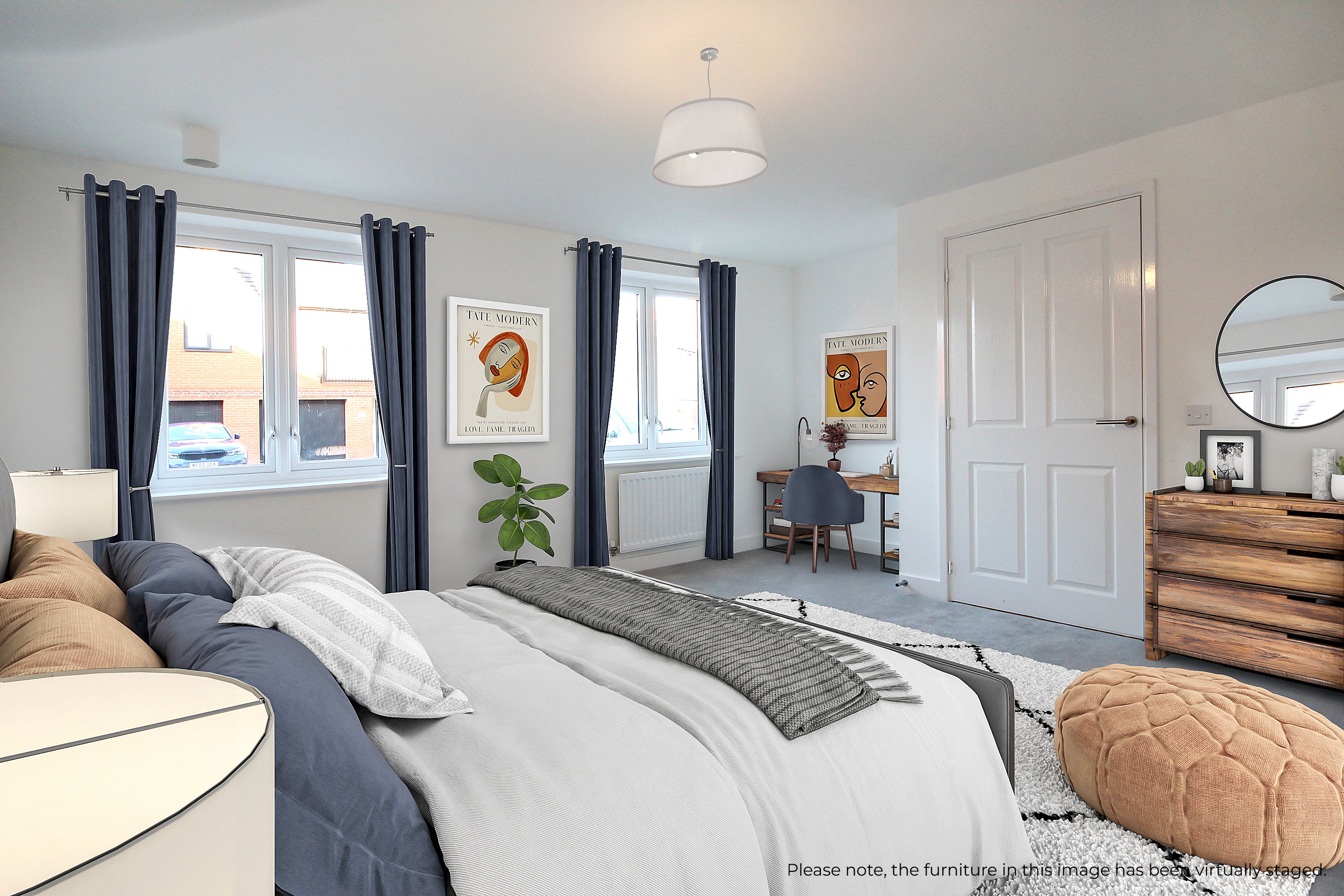 Virtual Staging of a Bedroom at Hounsome Fields in Basingstoke